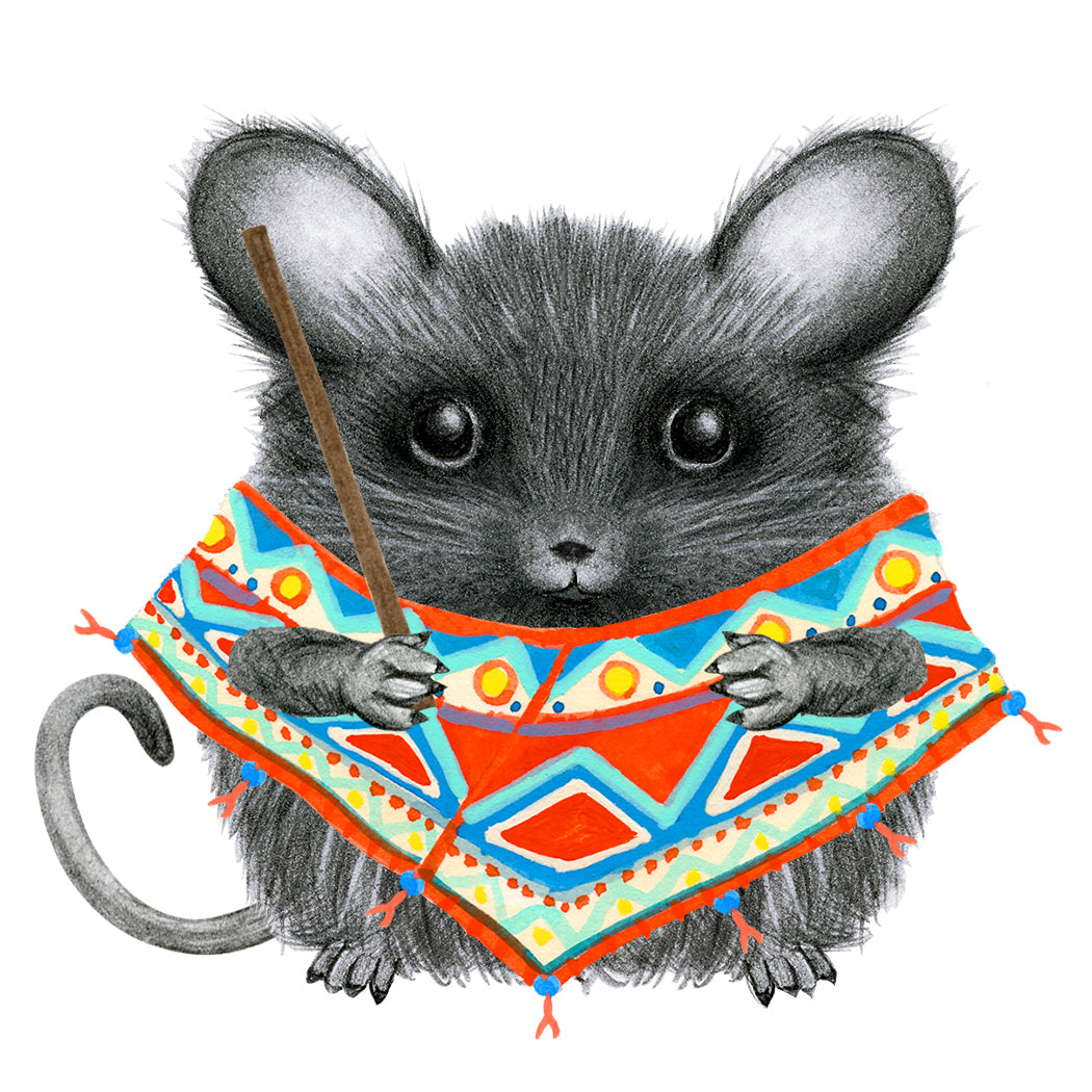 Mouse wearing a Poncho  